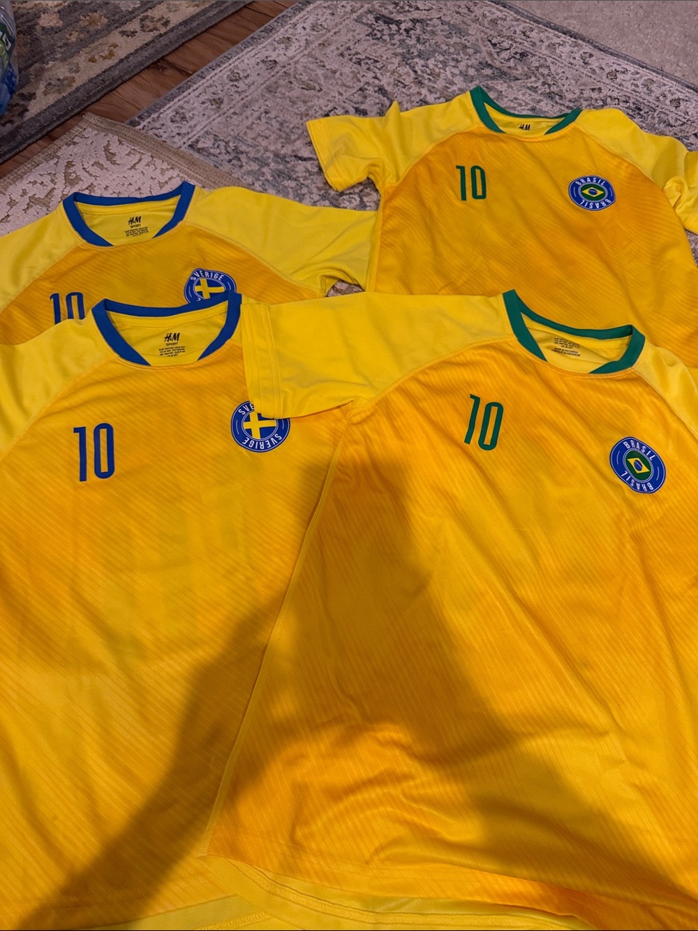 H&M Yellow Soccer Jersey with Blue Accents